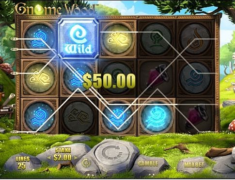 Автомат Gnome Wood - выигрышная комбинация на линии Выигрышная комбинация на линии в автомате Gnome Wood
